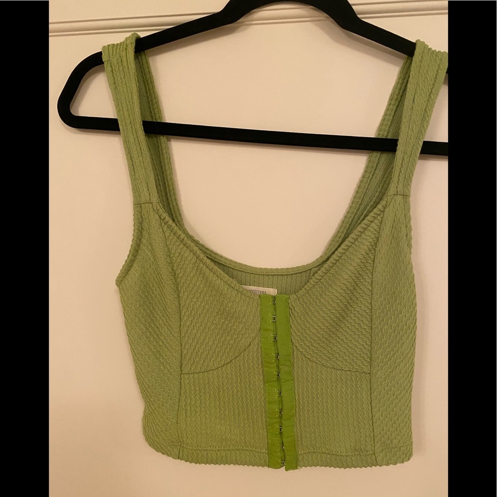 Urban outfitters green ribbed crop tank